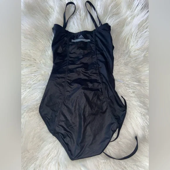 Adidas by Stella McCartney Black Ruched One Piece Swimsuit - Picture 2 of 4